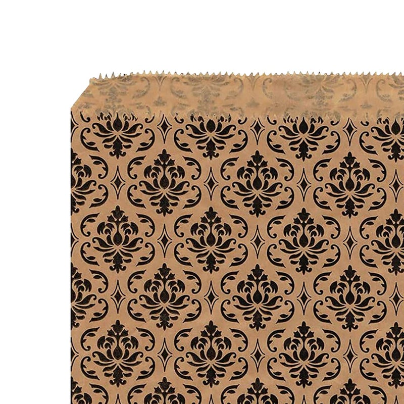 MOOCA 200 pcs Damask Paper Gift Bags, 5 W x 7 H in, Brown with Black Damask - Image 5